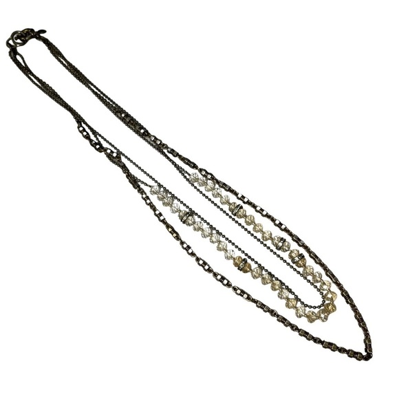 J Crew Statement Necklace 3 chains Industrial Layered - Picture 7 of 7